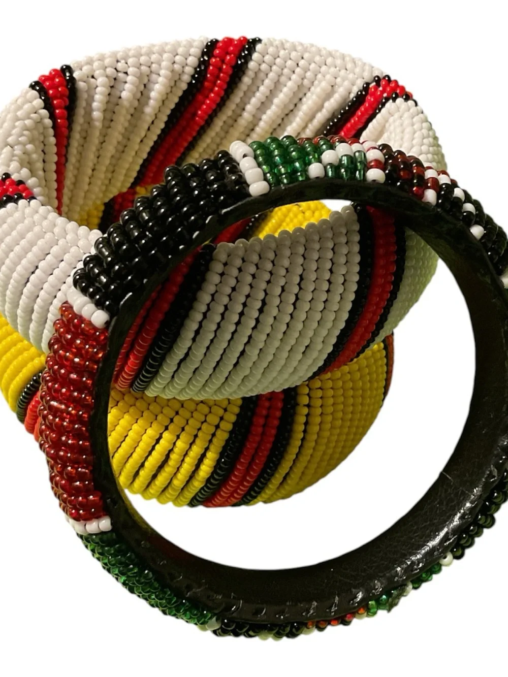 African Beaded Multicolor Stackable Bangle Bracelet Set - Women's Jewelry